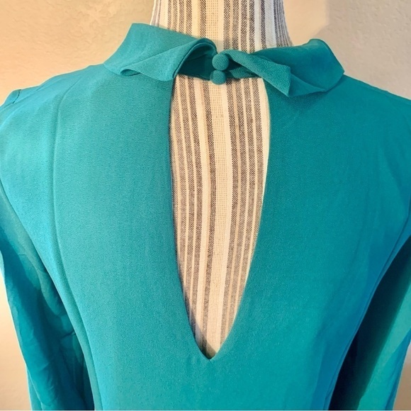 NWT Mini Dress Small Naked Zebra Green Teal Shirt Dress Keyhole Long Sleeved NEW - Picture 11 of 16